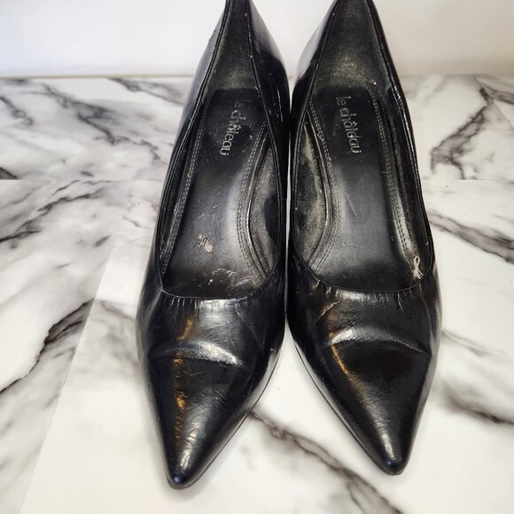 LE CHATEAU WOMENS SIZE 8  BLACK HIGH HEEL SHOES POINTY TOE - Picture 1 of 10
